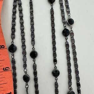 Elegant 18” Black 3 Strand Chain with Beads Necklace